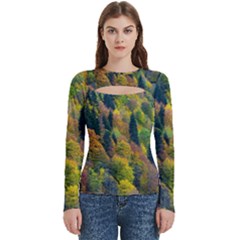 Forest Trees Leaves Fall Autumn Nature Sunshine Women s Cut Out Long Sleeve T-shirt by Ravend