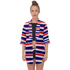 Red-white-blue-patriotic-ribbons Open Front Chiffon Kimono