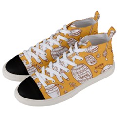 Vector-honey-element-doodle-seamless-pattern-with-beehive-beeke Men s Mid-top Canvas Sneakers