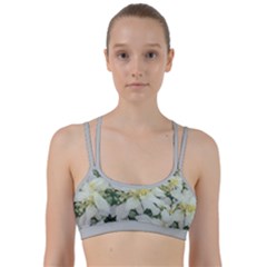 Enchanting Foliage Sharp Edged Leaves In Pale Yellow And Silver Bk Line Them Up Sports Bra by dflcprintsclothing