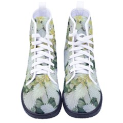 Enchanting Foliage Sharp Edged Leaves In Pale Yellow And Silver Bk Women s High-top Canvas Sneakers by dflcprintsclothing