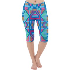 Checkerboard Square Abstract Lightweight Velour Cropped Yoga Leggings