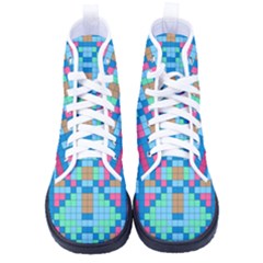 Checkerboard Square Abstract Kid s High-top Canvas Sneakers