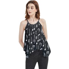 Chalk Music Notes Signs Seamless Pattern Flowy Camisole Tank Top