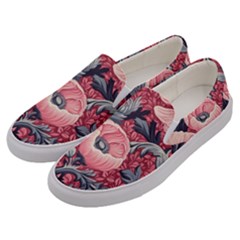 Vintage Floral Poppies Men s Canvas Slip Ons by Grandong