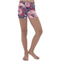 Vintage Floral Poppies Kids  Lightweight Velour Yoga Shorts View1