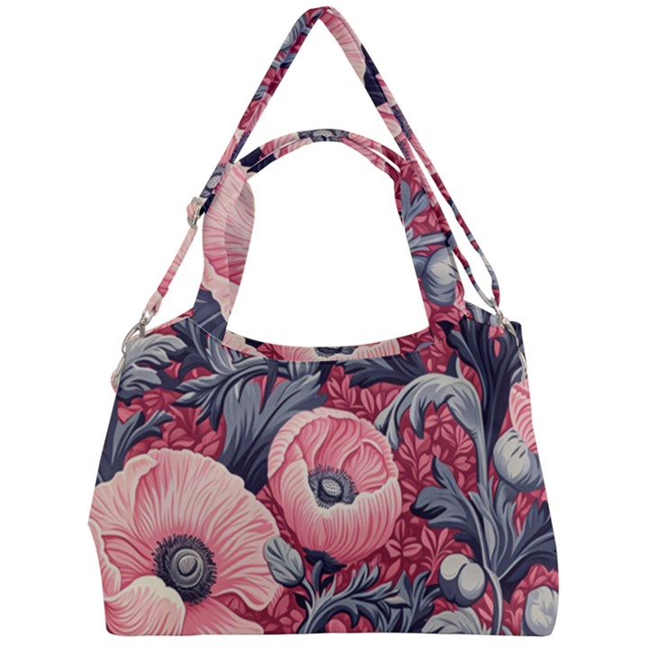 Vintage Floral Poppies Double Compartment Shoulder Bag