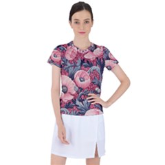 Vintage Floral Poppies Women s Sports Top