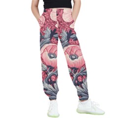 Vintage Floral Poppies Kids  Joggers