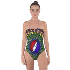 Grateful Dead Bear Pattern Tie Back One Piece Swimsuit