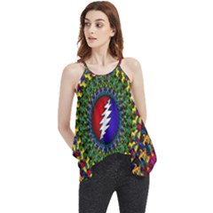 Grateful Dead Bear Pattern Flowy Camisole Tank Top