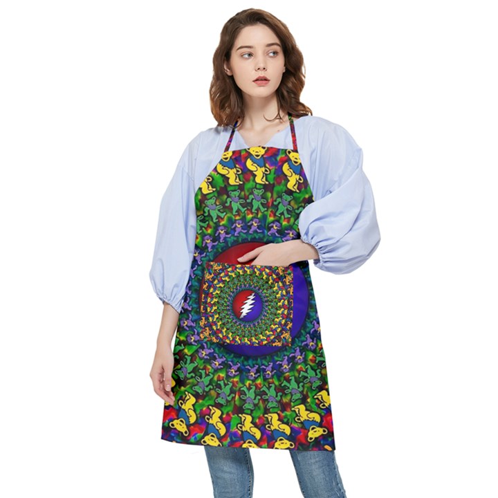 Grateful Dead Bear Pattern Pocket Apron