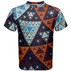 Fractal Triangle Geometric Abstract Pattern Men s Cotton T-shirt