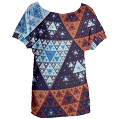 Fractal Triangle Geometric Abstract Pattern Women s Oversized T-shirt