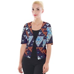 Fractal Triangle Geometric Abstract Pattern Cropped Button Cardigan