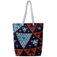 Fractal Triangle Geometric Abstract Pattern Full Print Rope Handle Tote (small) by Cemarart