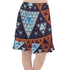 Fractal Triangle Geometric Abstract Pattern Fishtail Chiffon Skirt