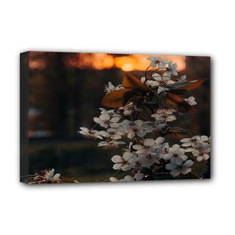 White Flower Deluxe Canvas 18  X 12  (stretched)