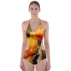 Yellow Butterfly Flower Cut-out One Piece Swimsuit
