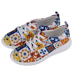 Mexican Talavera Pattern Ceramic Tiles With Flower Leaves Bird Ornaments Traditional Majolica Style Women s Lightweight Sports Shoes by Ket1n9