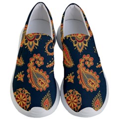 Bright-seamless-pattern-with-paisley-mehndi-elements-hand-drawn-wallpaper-with-floral-traditional-in Women s Lightweight Slip Ons