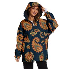 Bright-seamless-pattern-with-paisley-mehndi-elements-hand-drawn-wallpaper-with-floral-traditional-in Women s Ski And Snowboard Waterproof Breathable Jacket