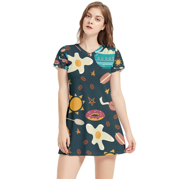 Seamless-pattern-with-breakfast-symbols-morning-coffee Women s Sports Skirt