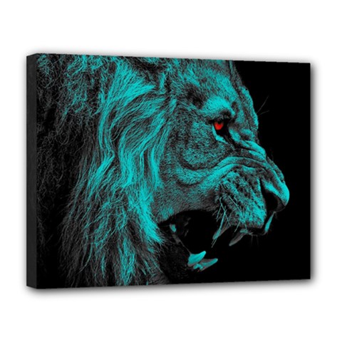 Angry Male Lion Predator Carnivore Canvas 14  X 11  (stretched)