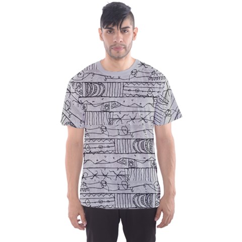 Black And White Hand Drawn Doodles Abstract Pattern Bk Men s Sport Mesh T-shirt by dflcprintsclothing