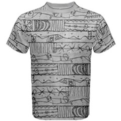 Black And White Hand Drawn Doodles Abstract Pattern Bk Men s Cotton T-shirt by dflcprintsclothing