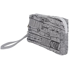 Black And White Hand Drawn Doodles Abstract Pattern Bk Wristlet Pouch Bag (small) by dflcprintsclothing
