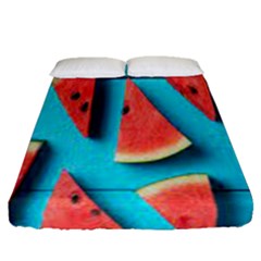 Watermelon Blue Background Fitted Sheet (queen Size)