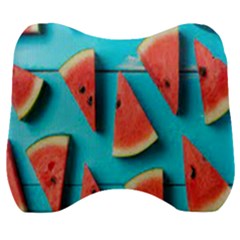 Watermelon Blue Background Velour Head Support Cushion by Azkajaya