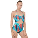 Watermelon Blue Background Scallop Top Cut Out Swimsuit View1