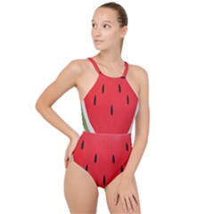 Watermelon Pillow Fluffy High Neck One Piece Swimsuit by Azkajaya