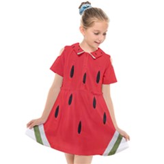 Watermelon Pillow Fluffy Kids  Short Sleeve Shirt Dress