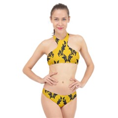 Zebra Zebra Pattern Zebra Fur Zebra Print Strip High Neck Bikini Set