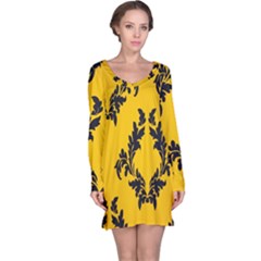 Yellow Regal Filagree Pattern Long Sleeve Nightdress