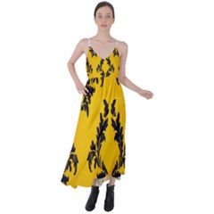 Yellow Regal Filagree Pattern Tie Back Maxi Dress