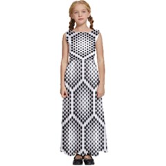 Halftone Tech Hexagons Seamless Pattern Kids  Satin Sleeveless Maxi Dress by Ket1n9