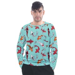 Pattern With Koi Fishes Men s Long Sleeve Raglan T-shirt