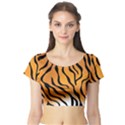 Tiger Skin Pattern Short Sleeve Crop Top View1