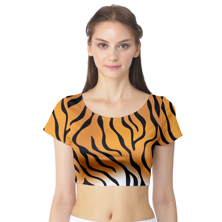 Tiger Skin Pattern Short Sleeve Crop Top