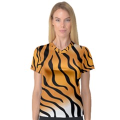 Tiger Skin Pattern V-neck Sport Mesh T-shirt