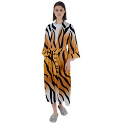 Tiger Skin Pattern Maxi Satin Kimono