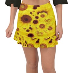Beautiful Sunflowers Fishtail Mini Chiffon Skirt