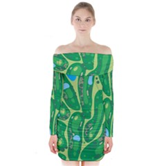 Golf Course Par Green Long Sleeve Off Shoulder Dress by Loisa77