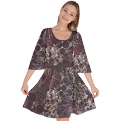 Grapevine Symphony Print Pattern Bk Velour Kimono Dress by dflcprintsclothing