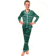 Christmas Knit Digital Kids  Satin Long Sleeve Pajamas Set by Mariart