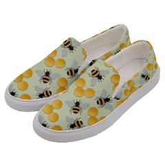 Bees Pattern Honey Bee Bug Honeycomb Honey Beehive Men s Canvas Slip Ons